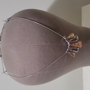 Vintage Silver  Hammered design Curved Tie and glass capsule Pendant Necklace